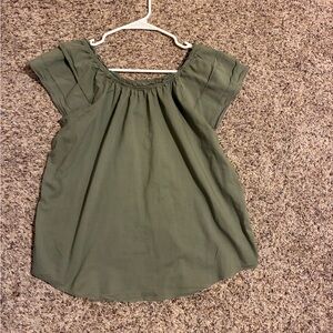 Aerie olive green ruffle cap sleeve blouse